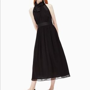 Kate Spade Chiffon Bow Silk Dress Black